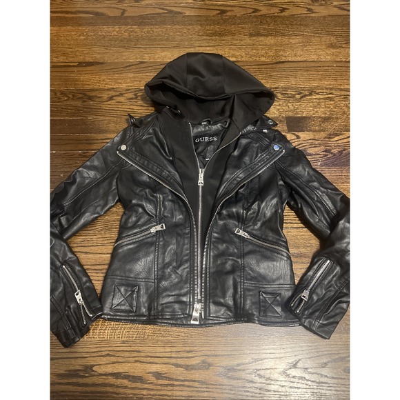 guess leather jacket women Size Xs Black - Picture 1 of 7